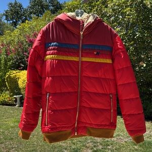 🌿 Aviator Nation Red Puffer Jacket Size XL